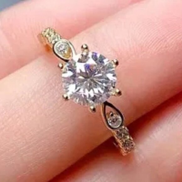 🦋 Romantic Beautiful Carved Zircon Gold Plated Dainty Ring for UNVN12001 - Picture 5 of 6